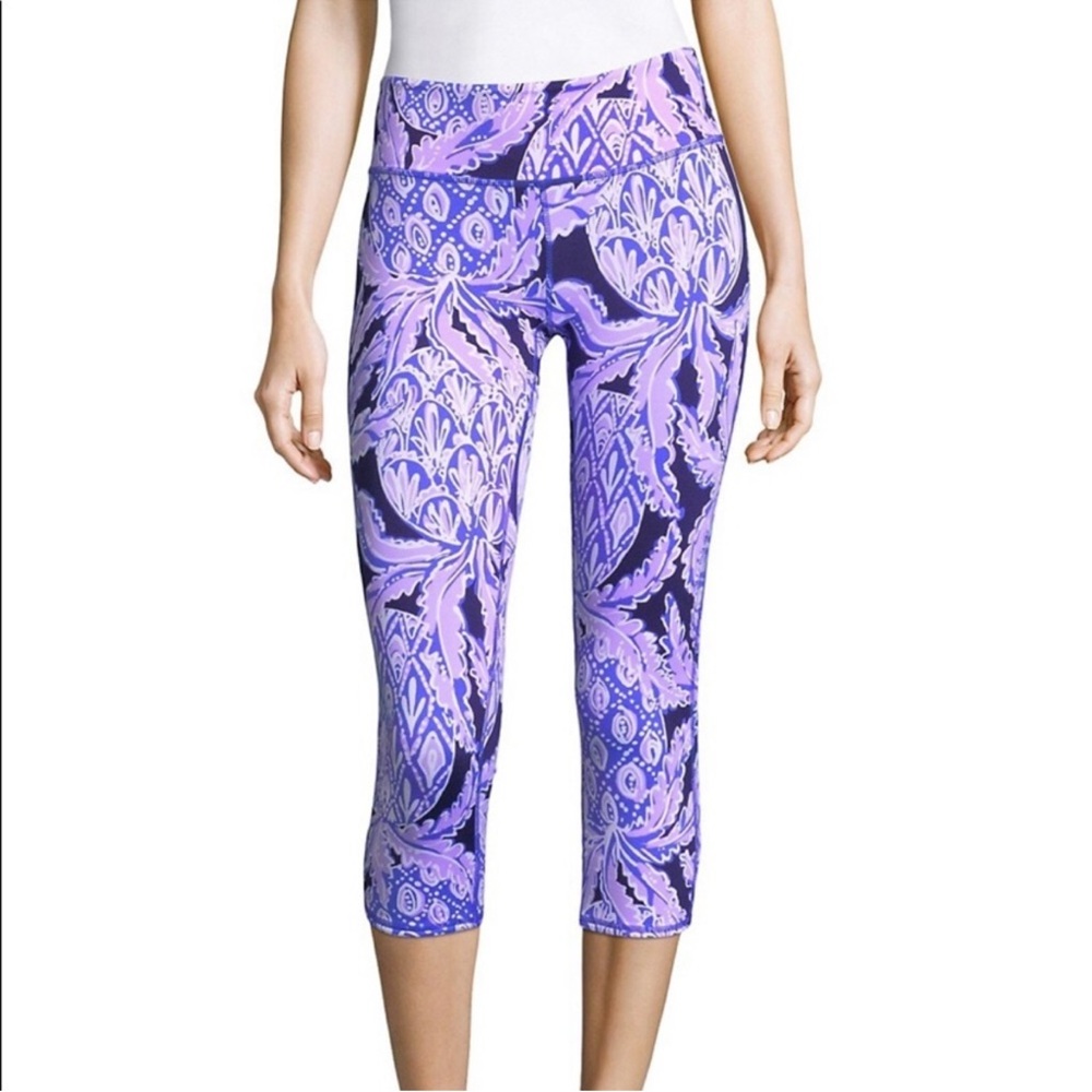 Lilly Pulitzer Luxletic Weekender Leggings Crop Bennet Blue Coco Safari Med